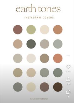 the cover of earth tones instagramm covers, with different colors and sizes on it