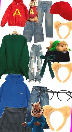 various items are arranged in the shape of an animal with glasses and hoodie on