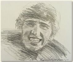 a pencil drawing of a smiling man's face