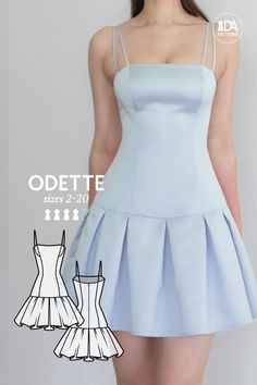 Simply one of the dreamiest designs, this Odette mini dress features a stunning array of design lines accentuating your gorgeous figure, as well as princess-like pleats on the flared skirt. ODETTE Dress PDF Digital Sewing Pattern for Women Sizes 2-20 After your purchase you will receive: an instructional ebook, the nested pattern in 10 sizes and 2 formats, A4/Letter and A0 copyshop, and the video tutorial. Design: Fitted silhouette w/straight neckline Princess seams at Front and Back Mini length Cute Skirt Patterns, Simple Dress Tutorial, Skirt Into Dress Diy, Diy Mini Skirt Pattern, Sewing Projects Skirt, Dress Sewing Patterns Free Easy, Princess Line Dress Pattern, Mini Skirt Pattern Sewing, Sewing A Skirt