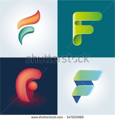 four different logos with the letter f