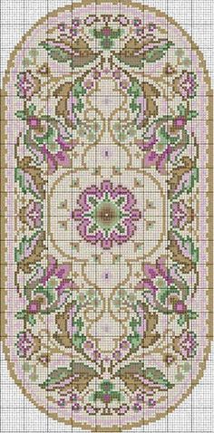 a cross stitch pattern with flowers and leaves in the center, on a white background