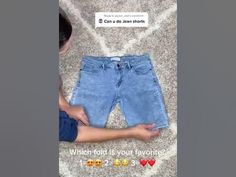 How To Fold Jean Shorts In Drawers, How To Fold Jeans Shorts, Folding Denim Shorts, Folding Denim Jeans, How To Fold A Short, Folding Kids Shorts, Folding Jean Shorts, How To Fold Jean Shorts To Save Space, How To Fold Denim Shorts