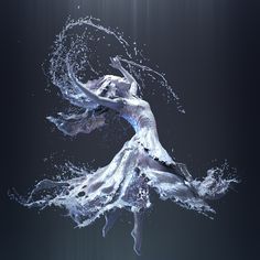 a woman is floating in the water with her arms outstretched and legs spread out,