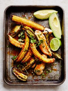 grilled corn on the cob with avocado and lime