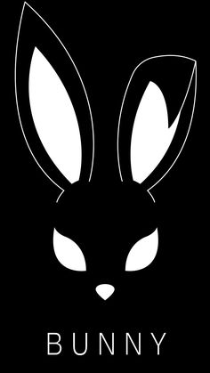 the bunny logo is black and white, with an animal's face in the center