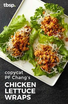 chicken lettuce wraps on a plate with shredded parmesan cheese