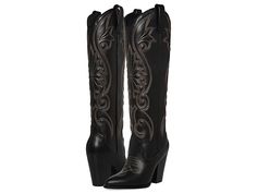 Steve Madden Lasso Boot - Women's Boots : Black Multi 1 : Boasting a western-inspired silhouette, the Steve Madden Lasso Boot deserves a special place in every fashion-forward woman's wardrobe. Smooth leather upper with whipstitching detail throughout. Synthetic lining with a padded footbed for lasting comfort. Easy slip-on closure. Pointed toe silhouette. Towering block heel. Curved top line with side pull tabs for easy on and off. Durable synthetic outsole. Imported. Measurements: Heel Height: Homesteading Animals, Black Boots Women, Fashion Spring, Women's Wardrobe, Boots Black, Product Reviews, Smooth Leather, Spring Summer Fashion, Women's Boots