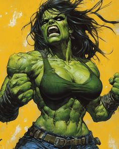 the incredible hulk from avengers comics is depicted in this painting by artist mark vander