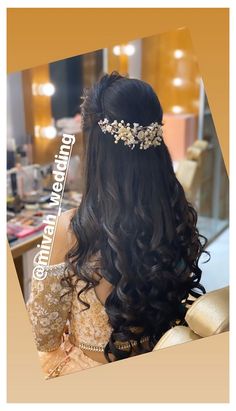 Bridal Long Hair, Reception Hairstyles, Bridal Hair Decorations, Hairstyles For Gowns, Bridal Hairstyle Indian Wedding, Hair Style On Saree, Saree Hairstyles, Engagement Hairstyles, Bridal Hairdo