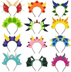 a bunch of different colored headbands on a white background