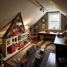 a room filled with lots of toys and furniture