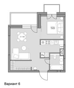 the floor plan for a studio apartment with one bed, two bath and living room