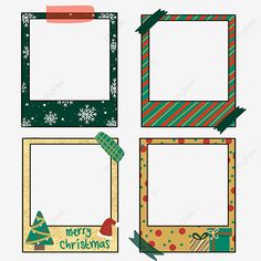 four frames with christmas decorations on them