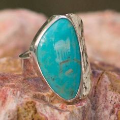 Unique Taxco Silver Cocktail Natural Turquoise Ring - Taxco Moon | NOVICA Turquoise Cocktail, Turquoise Stone Jewelry, Black Gold Jewelry, Silver Cocktail, Rings Silver, Turquoise Rings, Women's Jewelry And Accessories, Rings Cool, Dream Jewelry