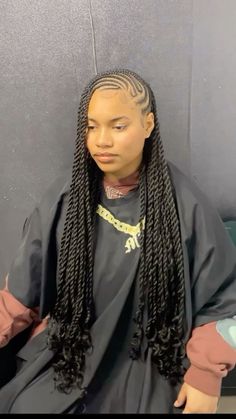 Protective Styles Weave, Braids With Cornrows On The Side, Bck 2 School Hairstyles, Cornrow Outfits Black Women, Twists And Braids Hairstyles, Flat Twist Hairstyles With Extensions, Cornrow With Twist Hairstyles, Trending Cornrows Hairstyles 2024, Braids In Front Twist In Back