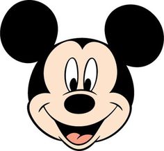 a cartoon mickey mouse face with the words happy birthday on it's forehead and tongue