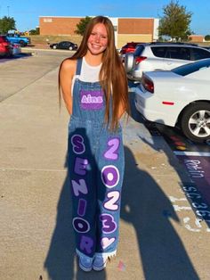 15 Cute Senior Overalls Ideas That Are Easy To DIY High School Overalls, Decorated Overalls, Homecoming Fits, Spirit Overalls