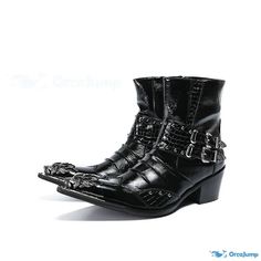 OrcaJump - Fashionable Youth Horse Leather Boots - Everyday Designer DJ Boots Steve Harvey Suits, Boots For Man, Military Shorts, Mens Leather Boots, Leather Block Heels, Martin Boots, Black Leather Boots, Short Boots, Shoes Fashion