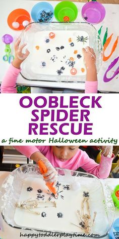 this is an image of a spider rescue activity for toddlers to do with their hands