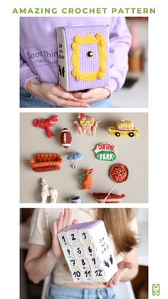 a person holding a book with crochet patterns on it and the words amazing crochet pattern