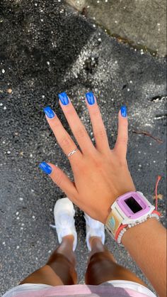 Basic Spring Acrylic Nails, Square Royal Blue Nails, Blue Hoco Nails Acrylic, Prom Nails For Royal Blue Dress, Royal Blue Square Acrylic Nails, Royal Blue Nails Square, Nails For Blue Dress Prom, Nail Ideas Royal Blue, Prom Nails Square