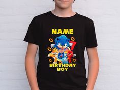 Custom Sonic Shirt, Sonic Birthday shirt personalized with age and name, Sonic Family Birthday Shirt,Sonic Kids Shirt,Birthday Party Shirt HOW TO ORDER: ----------------------- ✔  To order, make sure to check the color, size, and description of the item. Follow these steps:       *  Select the size and color from the first drop-down menu.       *  If customization is available, check the personalization box and enter the requested information.       *  Choose the quantity and add the item to you Sonic Birthday Family Shirts, Sonic Birthday Shirt, Sonic Shirt, Sonic Family, 7th Birthday Boys, Sonic Birthday, Family Birthday Shirts, Family Birthday, Birthday Party Shirt