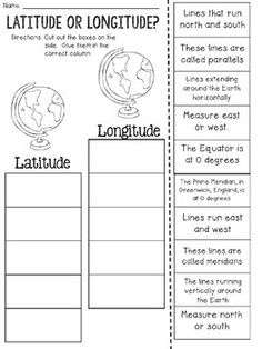 a printable worksheet for reading the globe