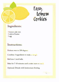 a recipe for lemon cookies with instructions on how to make them and what to use it