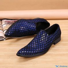 navy-blue High Heel Oxfords, Blue Dress Shoes, Cowboy Shoes, Men Dress Shoes, Pointy Toe Shoes, Shoes Big, Fashionable Shoes, Velvet Loafers, Formal Loafers