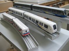 two model trains sitting on top of each other