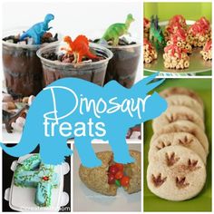 there are pictures of dinosaur treats and desserts