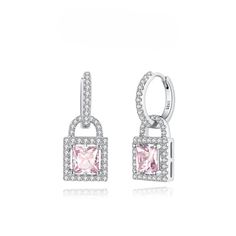 "Padlock Romance" is a collection of sparkling jewelry that captures the timeless beauty of true love. Inspired by the symbolism of the padlock, Each piece in the collection features delicate, intricate designs that represent the unbreakable bond between two people. This collection is expertly crafted to showcase the radiance and passion of emotions. Whether as a gift for a special someone or as a symbol of your own commitment, "Padlock Romance" is a collection that celebrates the magic and beau Pink Cubic Zirconia Hoop Earrings For Gift, Pink Cubic Zirconia Hoop Earrings As Gift, Pink Diamond Accent Earrings For Gifts, Pink Earrings With Diamond Accents For Gift, Pink Earrings With Diamond Accents As A Gift, Pink Sterling Silver Earrings As Gift For Her, Pink Sterling Silver Earrings Perfect For Her, Pink Sterling Silver Earrings For Her, Pink Drop Earrings With Diamond Accents