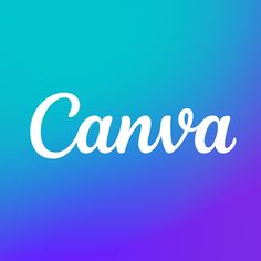 the word canva written in white on a blue and purple background