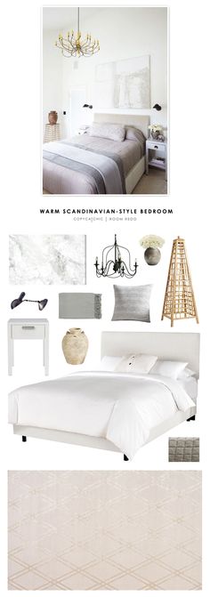 a white bedroom is featured in this article