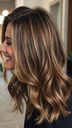 Discover stunning bronde hairstyle ideas including balayage, balayage brunettes, mushroom, balayage hair, balayage on dark hair, and caramel tones. Explore low maintenance balayage with money pieces, 10 mèches pour cheveux bruns, spring hair colors for brunettes, cozy fall hair color ideas, fall hair color inspiration, and stylish season hues. Get inspired by pecan sandie, Boston cream pie, bombshell hair colors, summer hair color ideas, best 2023 haircut and hair color trends, zodiac sign ha... Bronde Balayage Over 50, Fall Lived In Hair Color, Fall Colors For Brunettes, All Over Caramel Hair Color, September Hair Color Ideas, Fall Hair 2024 Trends, Honey Bronde Balayage Brunettes, Lowlights For Fall, Brown Hair Carmel Highlights