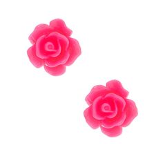 Add a bright pop of color to your ears with these studs. The neon pink studs are in the shape of pretty roses. Pair these with other neon accessories to complete your look. Closure: Post back Material: Plastic - Claire's Neon Rose Stud Earrings - Pink Pom Pom Drop, Unicorn Ears, Neon Accessories, Lip Gloss Cosmetics, Neon Rose, Pink Stud Earrings, Rose Stud Earrings, Dragon Earrings, Pink Studs