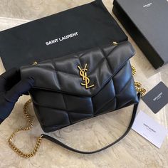 Yves Saint Laurent YSL LOULOU PUFFER mini bag can be bi-folded on the back, one shoulder, quilted lambskin bag, brushed metal trim, grosgrain lining, magnetic four-button closure, one zipper inner pocket,

 size 23*15.5*8.5cm Loulou Puffer, Large Leather Bag, Ysl Bags, Lv Purse, Small Leather Bag, Medium Handbags, Speak English, Fashion Lady, Lv Handbags