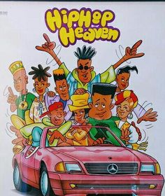 an advertisement for hip hop heaven featuring a car full of people