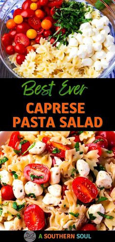 pasta salad with tomatoes, mozzarella and spinach is the best side dish