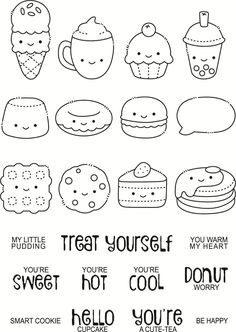 a coloring page with different types of food and words in black ink on white paper