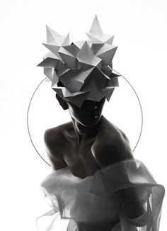 Qi Hu | Origami headgear Body Sculpture, Paper Fashion, The Emotions