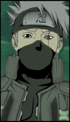 an anime character with his face covered in black