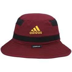 Shade your head like the Arizona State Sun Devils on game day with this Sideline bucket hat. This adidas headwear features stylish graphics and integrated AEROREADY fabric technology to keep your head cool throughout the day. Whether you're watching the Arizona State Sun Devils game or enjoying the outdoors, you'll enjoy the same gear the team wears on the sidelines when you choose this eye-catching cap. Looped band for attaching accessories Surface washable Structured fit Officially licensed St Adidas Logo Snapback Hat For Sports Events, Adidas Adjustable Hat With Curved Brim, Adjustable Adidas Curved Brim Hat, Adidas Curved Brim Adjustable Hat, Adidas Adjustable Curved Brim Hats, Adidas Casual Hat For Sports Events, Casual Adidas Hat For Sports Events, Adjustable Adidas Hat With Curved Brim, Adidas Sports Event Hats