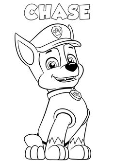 the paw patrol chase coloring page for kids to print out and color with their favorite characters