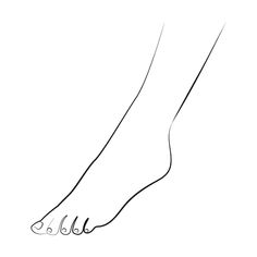 a black and white drawing of a person's foot with three lines on it