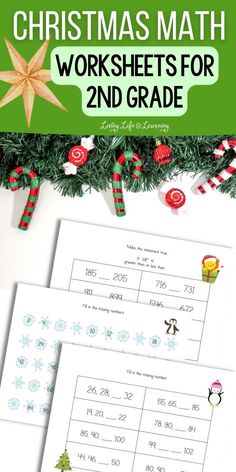 christmas math worksheets for 2nd grade with candy canes and candies on the table