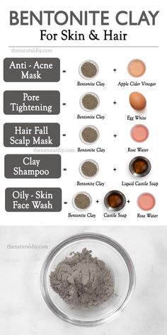 Bentonite clay mask keeps your skin clear and glowing and also boosts hair growth! Here are different ways to use it for skin and hair along with benefits – Clay Face Wash, Bentonite Clay Recipes, Bentonite Clay Mask Recipe, Bentonite Clay Uses, Diy Clay Mask Recipes, Natural Face Wash Recipe, Bentonite Clay Hair Mask, Clay For Skin