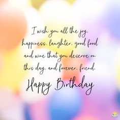 a birthday card with balloons in the background