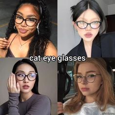 #cateye#glasses Cat Eye Glasses Outfit, Cat With Specs, Cat Eye Specs, Types Of Glasses Frames, Glass Frames For Women, Cat Glasses Frames, Makeup With Glasses, Face Shape Sunglasses, Bad Eyesight